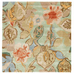 Jaipur - Jaipur Living Petal Pusher Handmade Floral Green/Multicolor Area Rug, 8' Square - This hand-tufted area rug delivers artistic charm with soft yet playful hues. Watercolor blooms in tan, blue, and red create a large-scale design on the pale green backdrop, while the wool and viscose blend offers a sumptuous feel underfoot.