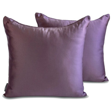 Lilac Satin 14"x26" Lumbar Pillow Cover Set of 2 Solid - Lilac Slub Satin