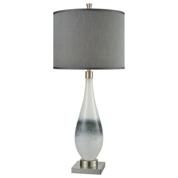 Brushed Nickel-Grey-White Gourd Table Lamp Made Of Glass And Metal A Grey Faux