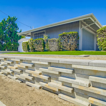 Front yard Remodel with Pavers, Walls, Artificial Grass, Planters & More