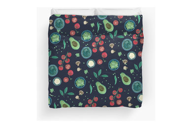 'Italian Food Illustration in Gouache' King Duvet Cover