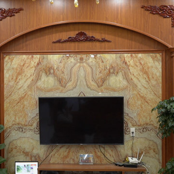 Tấm ốp tường vân đá phòng khách phong thuỷ 2024