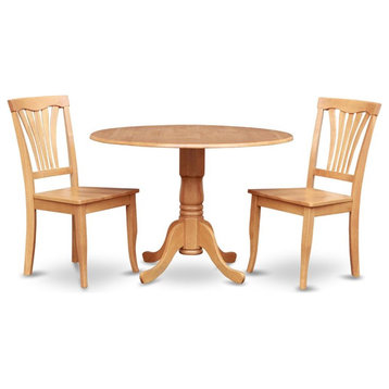 Bowery Hill 3-piece Traditional Wood Dining Set in Oak