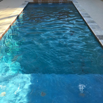 New Gunite Swimming Pool with 3 Tiered Glass Tile Waterfall