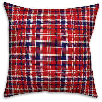 Blue and Red Plaid Indoor/Outdoor Pillow, 18"x18"