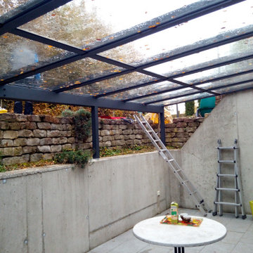 Terrassenüberdachung mit Dachflächen-Schiebelüfter