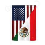 Breeze Decor - Us Mexico Friendship 2-Sided Impression Garden Flag - Size: 13 Inches By 18.5 Inches - With A 3" Pole Sleeve. All Weather Resistant Pro Guard Polyester Soft to the Touch Material. Designed to Hang Vertically. Double Sided - Reads Correctly on Both Sides. Original Artwork Licensed by Breeze Decor. Eco Friendly Procedures. Proudly Produced in the United States of America. Pole Not Included.