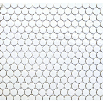 Penny Round Mosaic Tile, 12x12", White