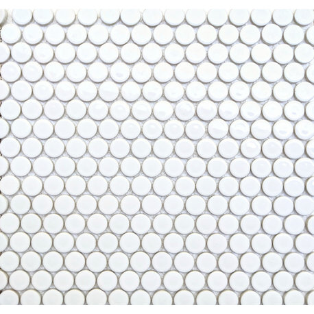 Penny Round Mosaic Tile, 12x12", White