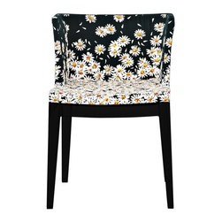 Kartell - Kartell Mademoiselle Arm Chair, Moschino Black Daisies, Frame: Black - Armchairs And Accent Chairs