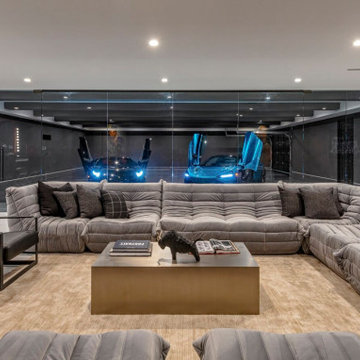 Bundy Drive Brentwood, Los Angeles modern home ultra luxury lower level lounge