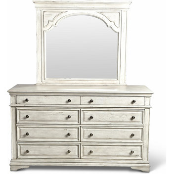 Highland Park Dresser and Mirror - Distressed Rustic Ivory