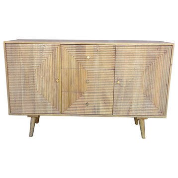 Wood, 53X33" Ridged Sideboard, Natural
