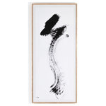 Four Hands - Assertive By Johan Manschot - Texas-based painter Johan Manschot keeps it stark and simple, with a big black brushstroke on clean-white canvas. Printed on top-quality watercolor paper and framed within natural oak for a museum-quality look. Handmade in Austin, Texas.