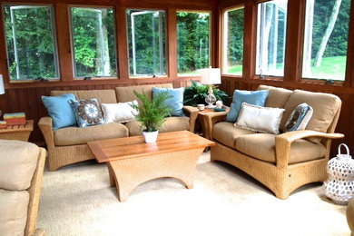 Design ideas for a transitional sunroom in New York.