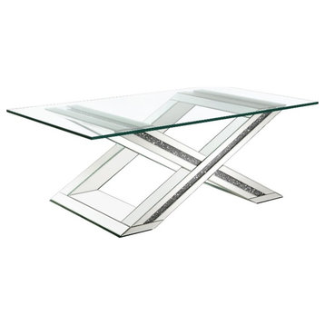 Coaster Bonnie X-base Rectangle Glass Top Coffee Table in Mirror
