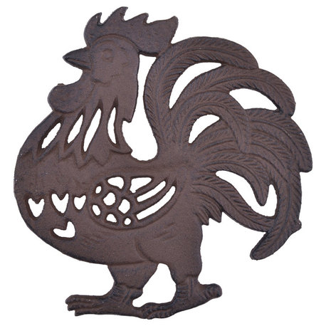 Decorative Cast Iron Trivet, Rooster, 7.75" Wide