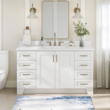 Ariel Taylor 61" Oval Sink Bath Vanity, White, 1.5" White Quartz