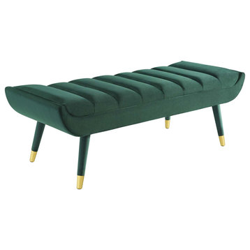 Guess Channel Tufted Performance Velvet Accent Bench, Green