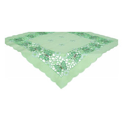 Xia Home Fashions - Emerald Mariposa 34" Sq Table Topper - Tablecloths