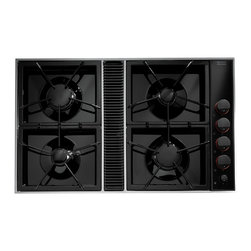 Jenn-Air 34" Expressions Collection Gas Downdraft Cooktop, Black | CVGX2423B - Cooktops