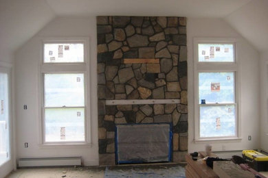 Natural Thin Stone Fireplace Installation