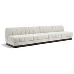 Meridian Furniture - Quinn Chenille Upholstered 4-Piece Modular Sofa, Cream - The Quinn Modular Sofa is a stunning piece crafted in a rich and luxurious cream chenille fabric. Its awe-inspiring design and exceptional quality make it a perfect addition to any space, whether it's a living room, bedroom, or office. The sofa's plush cushioning and sturdy frame provide both comfort and durability, ensuring that it will be a favorite for years to come. Whether you're looking for a statement piece or simply a comfortable seating option, the Quinn sofa is an excellent choice.