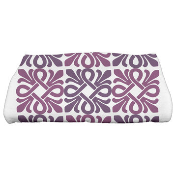 Tiki Square, Geometric Print Bath Towel, Purple