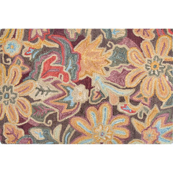 Floral Tapestry Wool Hand Tufted Rug, 2' X 3'