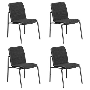 Orso Side Chair, Shadow Resin Wicker, Carbon Powder Coated Aluminum, Set of 4