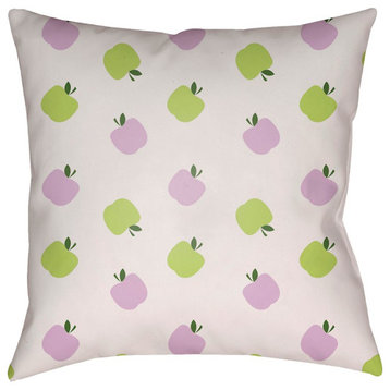 Apples by Surya Poly Fill Pillow, Green/Purple, 18' x 18'