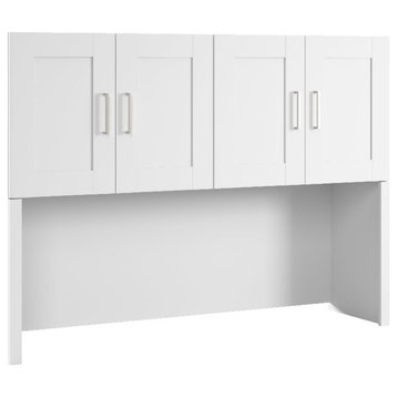 Bowery Hill Contemporary 60W Hutch in White - Engineered Wood