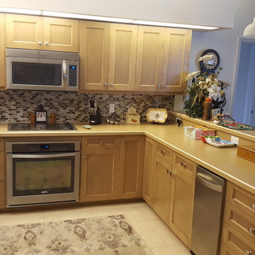 Golf Course Home Wood Kitchen Remodel-White to Light Brown