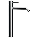 Remer - Chrome Round Vessel Sink Faucet - The Remer XL vessel sink faucet is a perfect addition to your bathroom sink. Constructed out of high-quality brass in a polished chrome finish, this single hole bathroom faucet features a modern sleek lever handle and has an overall height of 12.6 inches, spout height of 9.1 inches and a spout reach of 6.5 inches.