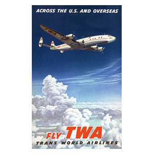 TWA Jets Airline 8.5/" X 11/" Travel LOS ANGELES Poster