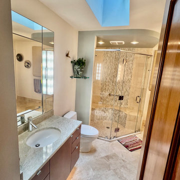 Glass Tile Waterfall Bath