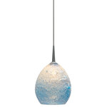 Bruck Lighting - Vibe Pendant, Matte Chrome Finish, Glacier Glass Shade - Bruck's European and American Artisan, mouth-blown glass is known throughout the world for