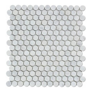 12 X12 Florence Carrara Ferrari Honed Marble Penny Round Mosaic 10 Pieces Traditional Mosaic Tile By Fancy Tiles And Mosaics