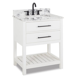30 White Vanity Matte Black Hardware White Black Engineered Marble Top Bowl Transitional Bathroom Vanities And Sink Consoles By Modern Bath House
