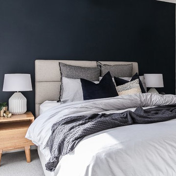 Master bedroom - feature navy blue wall