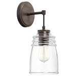 Capital Lighting - Turner 1 Light Sconce, Nordic Gray - Finished in Nordic Grey  and featuring a Clear Ringed glass shade  this damp-rated wall sconce is the perfect complement to a coastal-style bath or powder room. It works just as well as a bedside sconce or to add light and interest in a hallway.&nbsp