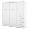 Atlin Designs 84" Modern Engineered Wood Full Wall Bed Set w/ 3 Drawers in White