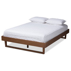 Iseline Walnut Browned Wood Full Size Platform Bed Frame