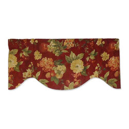 Priority Home and Design - Waverly Bramasole Merlot Red Damask Floral Valance - Valances