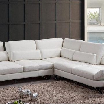 Modern White Leather Sectional Sofa