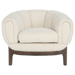Kosas Home - Rosevera Accent Chair by Kosas Home - Combining classic design elements, this accent chair brings retro sophistication to any space. The curved channel back design offers comfortable support while a solid rubberwood frame adds lasting stability. Crisp ivory upholstery suits any style.