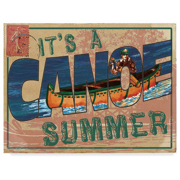 "Canoe Summer Postcard" by Sher Sester, Canvas Art, 47"x35"