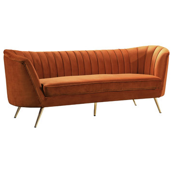 Margo Velvet Upholstered Set, Cognac, Sofa