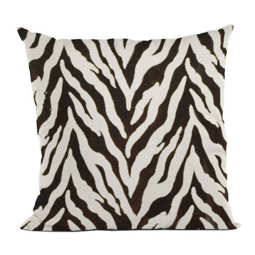 Ebony/Ivory Zebra Zebra Print Velvet Luxury Throw Pillow, Double sided 22"x22"