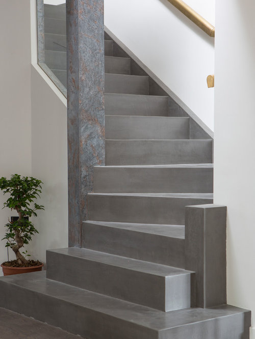 Contemporary Grey Staircase Design Ideas, Renovations & Photos